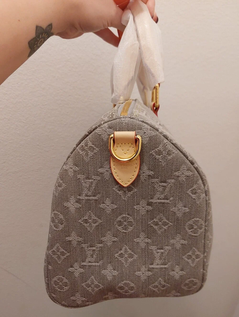 Source Unknown Beige Monogram Canvas Satchel with Gold Hardware - Picture 7 of 15